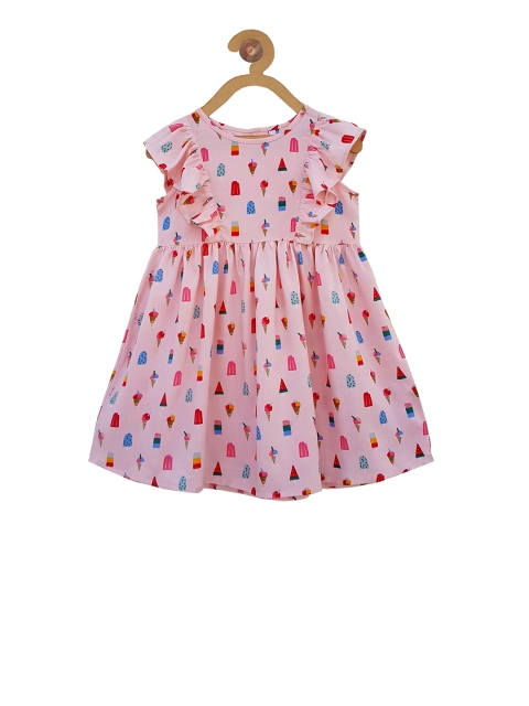 

Campana Girls Pink Printed Fit and Flare Dress