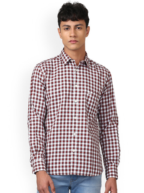 

Parx Men White & Red Slim Fit Checked Casual Shirt