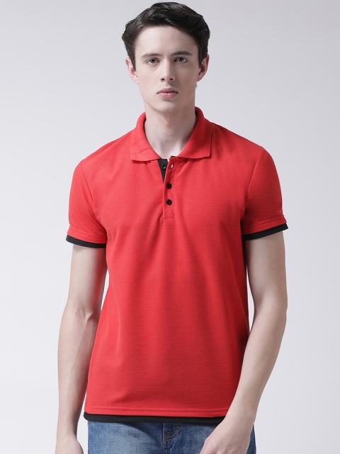 

Teesort Men Red Solid Polo Collar T-shirt