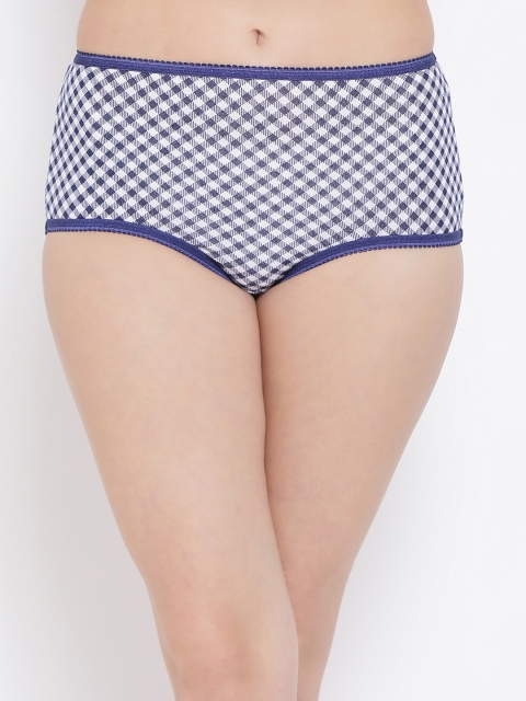 

Clovia Women Blue & White Checked High-Rise Hipster Briefs PN3013P08XL