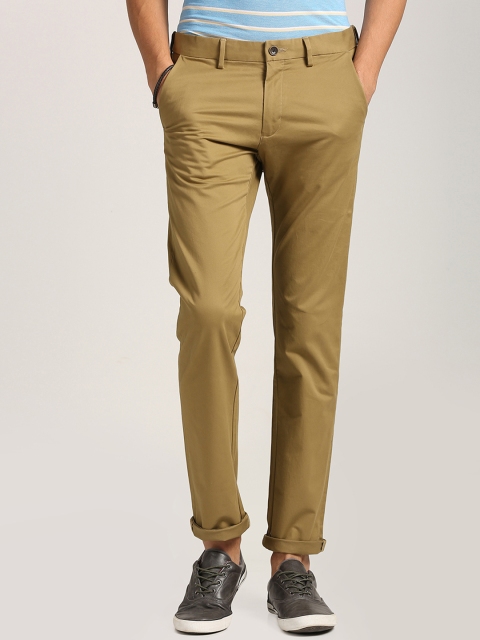 

Peter England Casuals Men Khaki Slim Fit Solid Regular Trousers