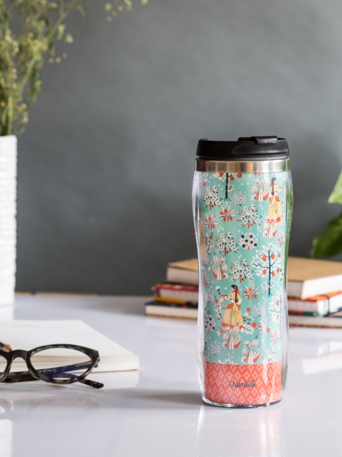 

Chumbak Unisex Blue & Black Printed Sipper Water Bottle 380 ml