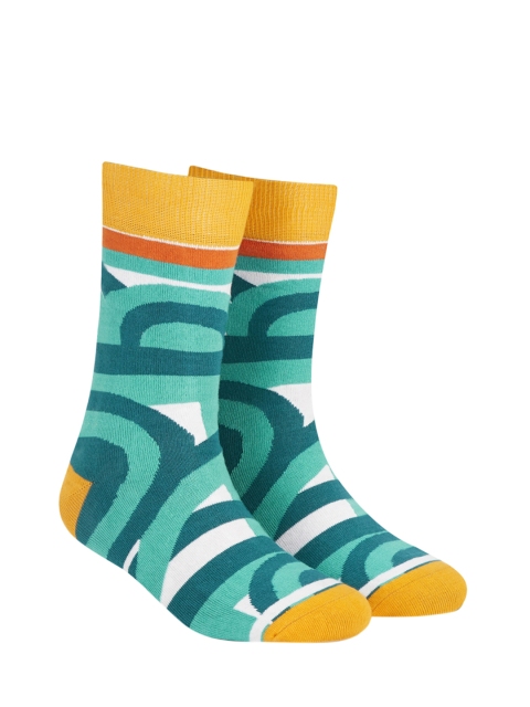 

Dynamocks Unisex Green Patterned Calf-Length Socks