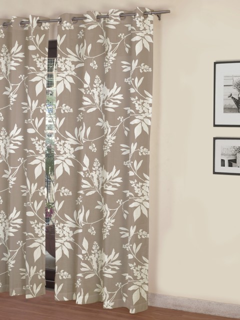 

ROSARA HOME Malin Brown Printed Single Eyelet Door Curtain