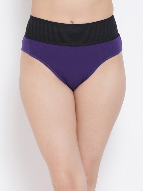 

Clovia Women Purple & Black Colourblock Hipster Briefs PN2964P15XL