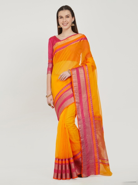 

Viva N Diva Yellow Silk Cotton Solid Sambalpuri Saree