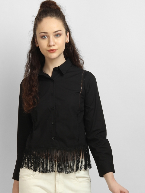

LA LOFT Women Black Regular Fit Solid Casual Shirt