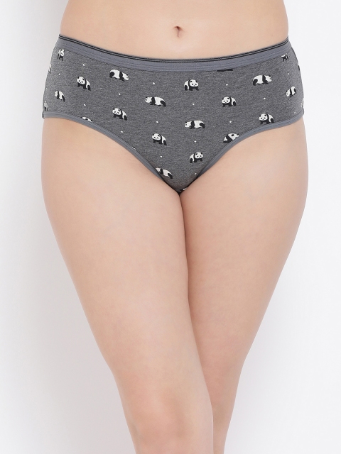 Clovia Women Grey Printed Hipster Briefs PN2997P05XL