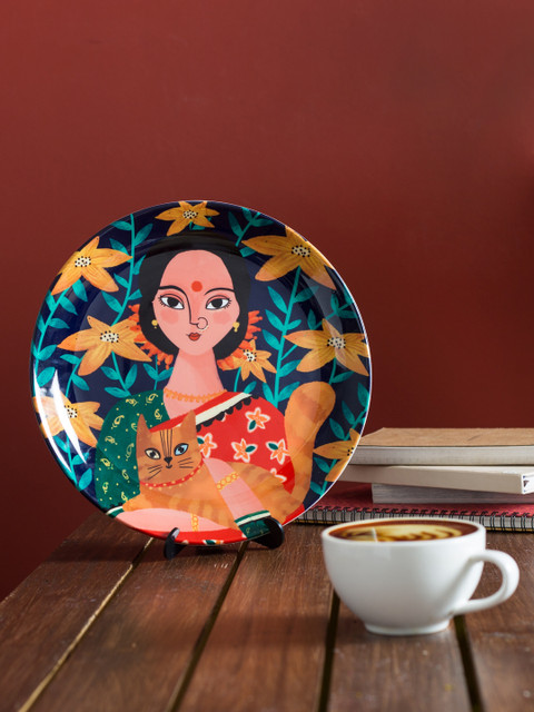 

Chumbak Multicoloured Printed Bone China Wall Plate, Multi