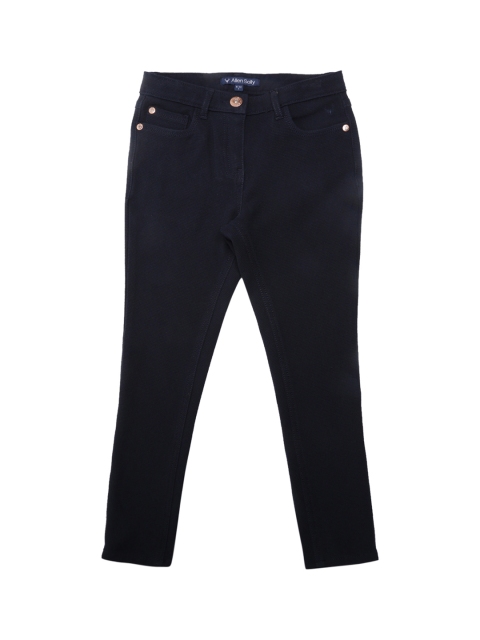 

Allen Solly Junior Girls Navy Blue Regular Fit Self Design Regular Trousers