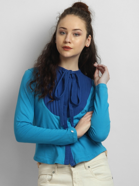 

LA LOFT Women Blue Regular Fit Colourblocked Casual Shirt