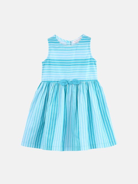 

Beebay Girls Blue Striped Fit and Flare Dress