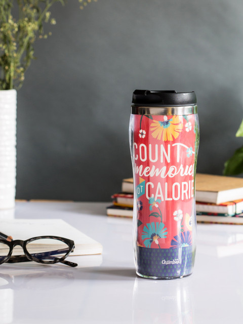 

Chumbak Unisex Red & Black Printed Sipper Water Bottle 380 ml