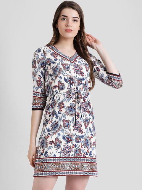 

Zink London Women Off-White Printed Sheath Dress