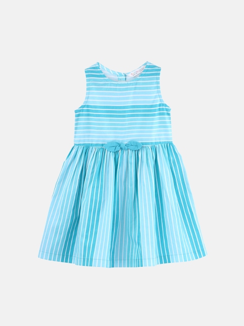 

Beebay Girls Blue Striped Fit and Flare Dress