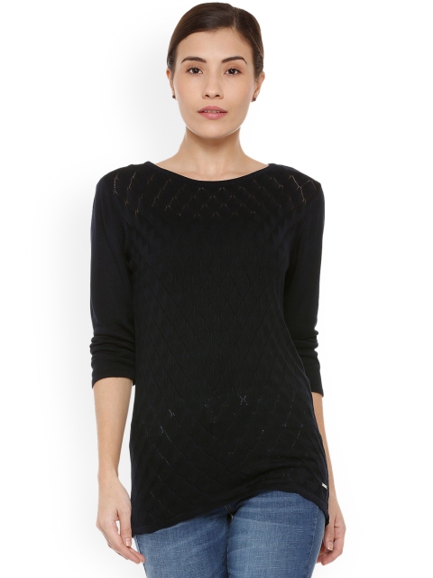 

Van Heusen Woman Women Black Self Design Top