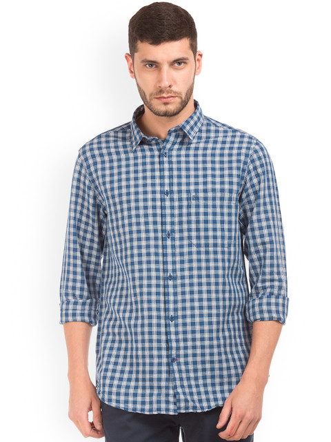 

IZOD Men Blue Slim Fit Checked Casual Shirt