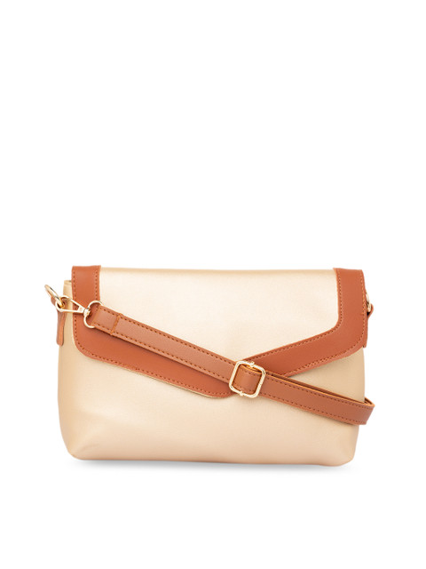 

Satchel Bags Gold-Toned & Beige Solid Sling Bag