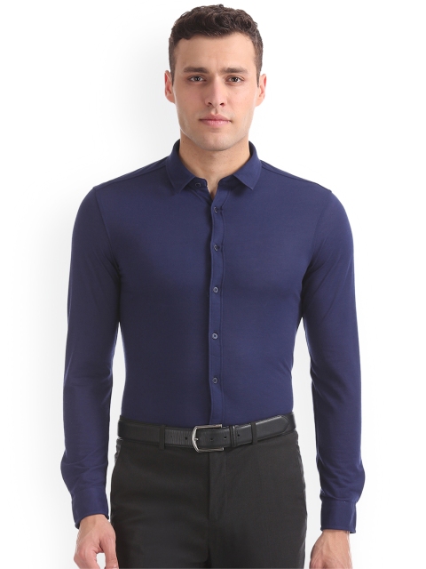 

Arrow New York Men Navy Blue Slim Fit Solid Semiformal Shirt