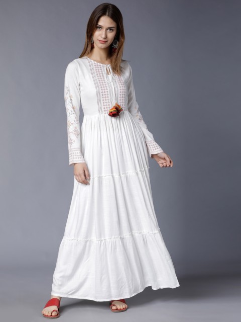 

Vishudh Women Off-White Printed Maxi Dress