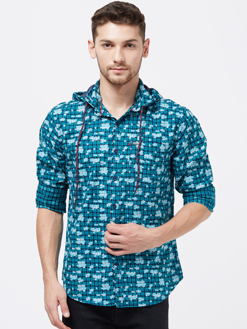 

Solemio Men Blue Regular Fit Printed Casual Shirt