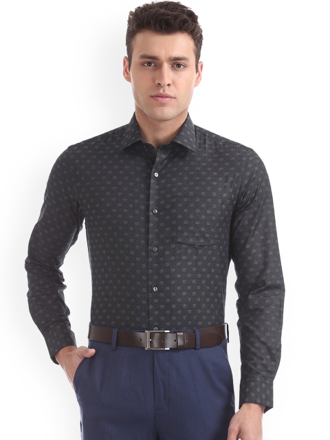 

Arrow Men Charcoal Slim Fit Self Design Formal Shirt