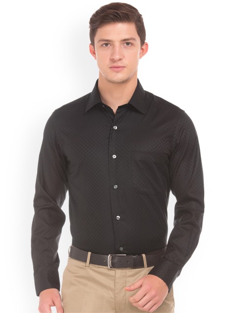 

Arrow Men Black Regular Fit Self Design Formal Shirt