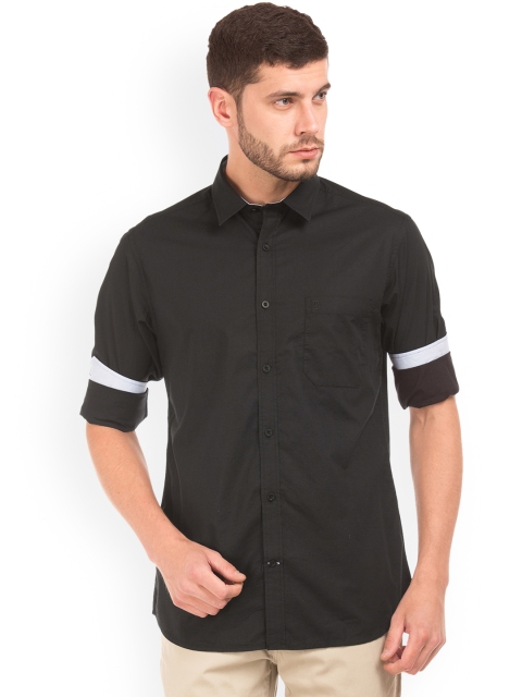 

IZOD Men Black Slim Fit Solid Casual Shirt