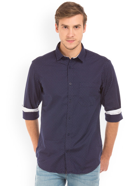 

IZOD Men Navy Blue Slim Fit Printed Casual Shirt