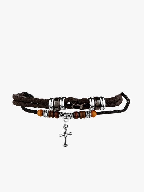 

Peora Black Stainless Steel Silver-Plated Multistrand Bracelet