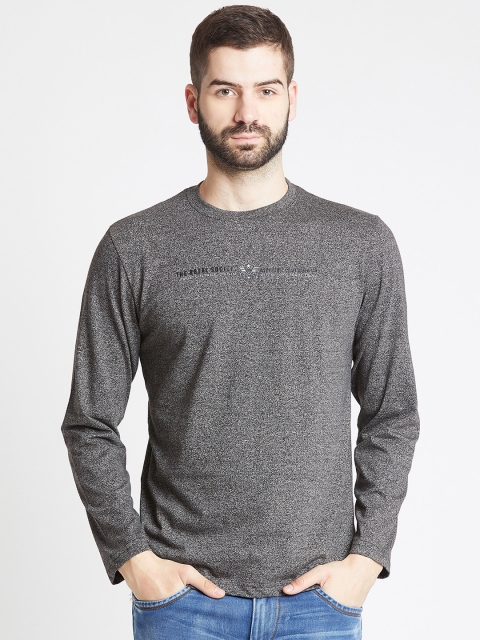 

Okane Men Grey Printed Round Neck T-shirt