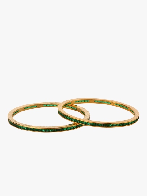 

Peora Set of 2 18 K Gold-Plated Bangles, Green
