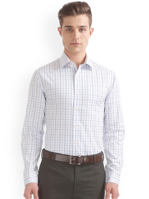 Arrow Men White Slim Fit Checked Formal Shirt
