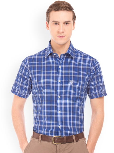 

U.S. Polo Assn. Men Blue Regular Fit Checked Casual Shirt