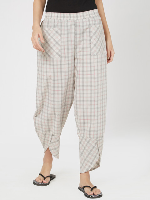

Mystere Paris Women White Checked Lounge Pants G330E