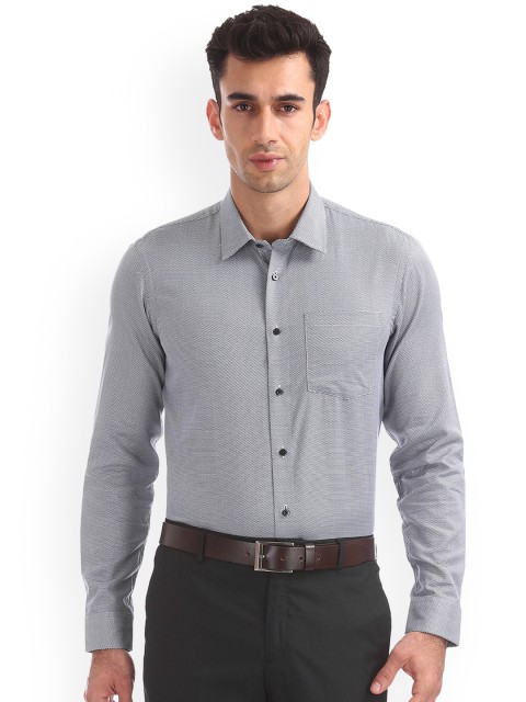 

Arrow New York Men Black Slim Fit Self Design Formal Shirt