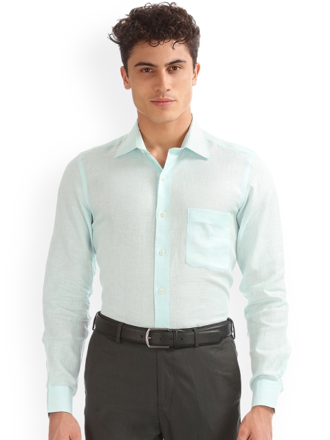 

Arrow Men Blue Regular Fit Solid Formal Linen Shirt