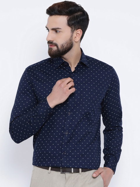 

Richlook Men Navy Blue Regular Fit Self Design Formal Shirt