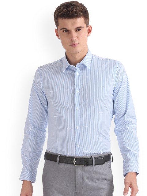 

Arrow New York Men Blue & White Slim Fit Striped Semiformal Shirt