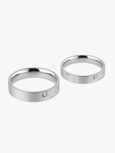

Peora Silver Plated AAA Swiss Zirconia Endless Love Crystal Couple Rings