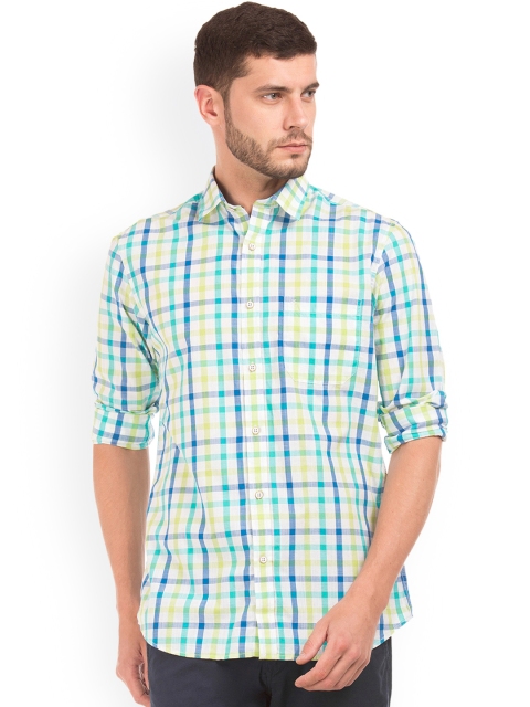 

IZOD Men Green & Blue Slim Fit Checked Casual Shirt