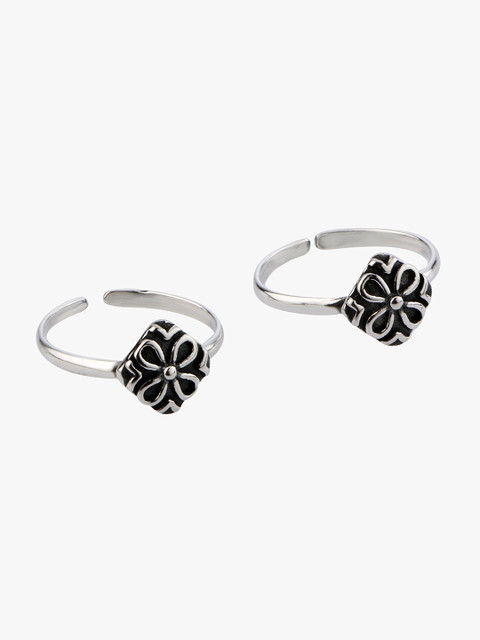 

Peora Women Set of 2 Oxidised 925 Sterling Silver-Toned Adjustable Toe Rings