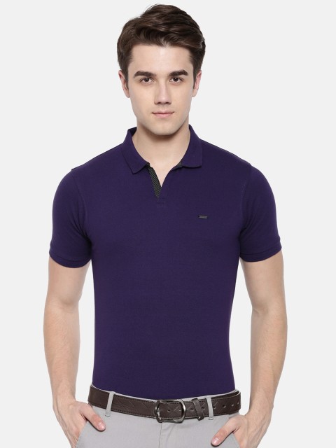 

Proline Men Navy Blue Solid Polo Collar T-shirt