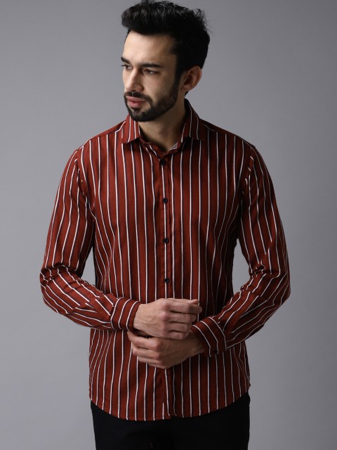 

Bene Kleed Men Maroon & White Smart Slim Fit Striped Casual Shirt