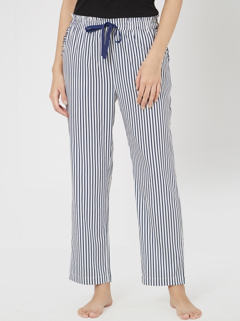 

Mystere Paris Women Navy Blue & White Striped Pyjama G363B