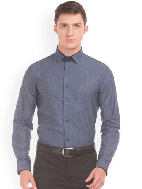 

Arrow New York Men Blue Slim Fit Self Design Casual Shirt