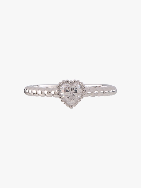 

Peora Women 925 Sterling Silver Rhodium-Plated Cubic Zirconia Stoned Studded Finger Ring