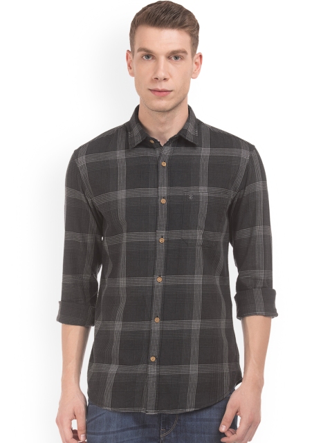 

IZOD Men Charcoal Grey Slim Fit Checked Casual Shirt
