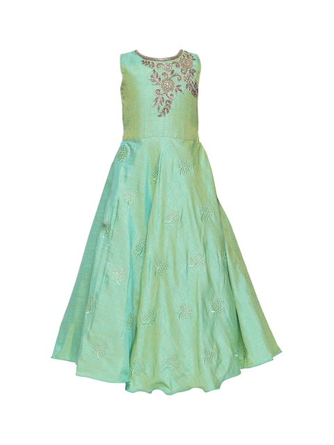 

BETTY Girls Green Self Design Maxi Dress