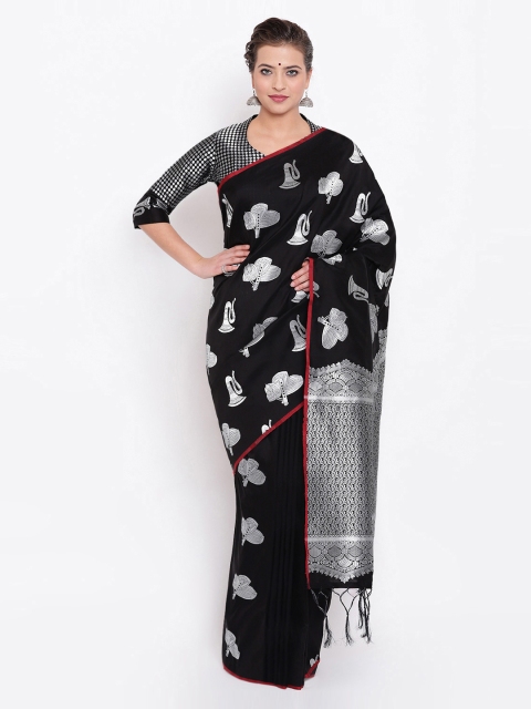 

Kvsfab Black Woven Design Silk Blend Saree